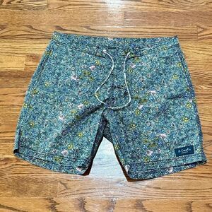 Barney Cools Green Floral Board Shorts. Size 32.